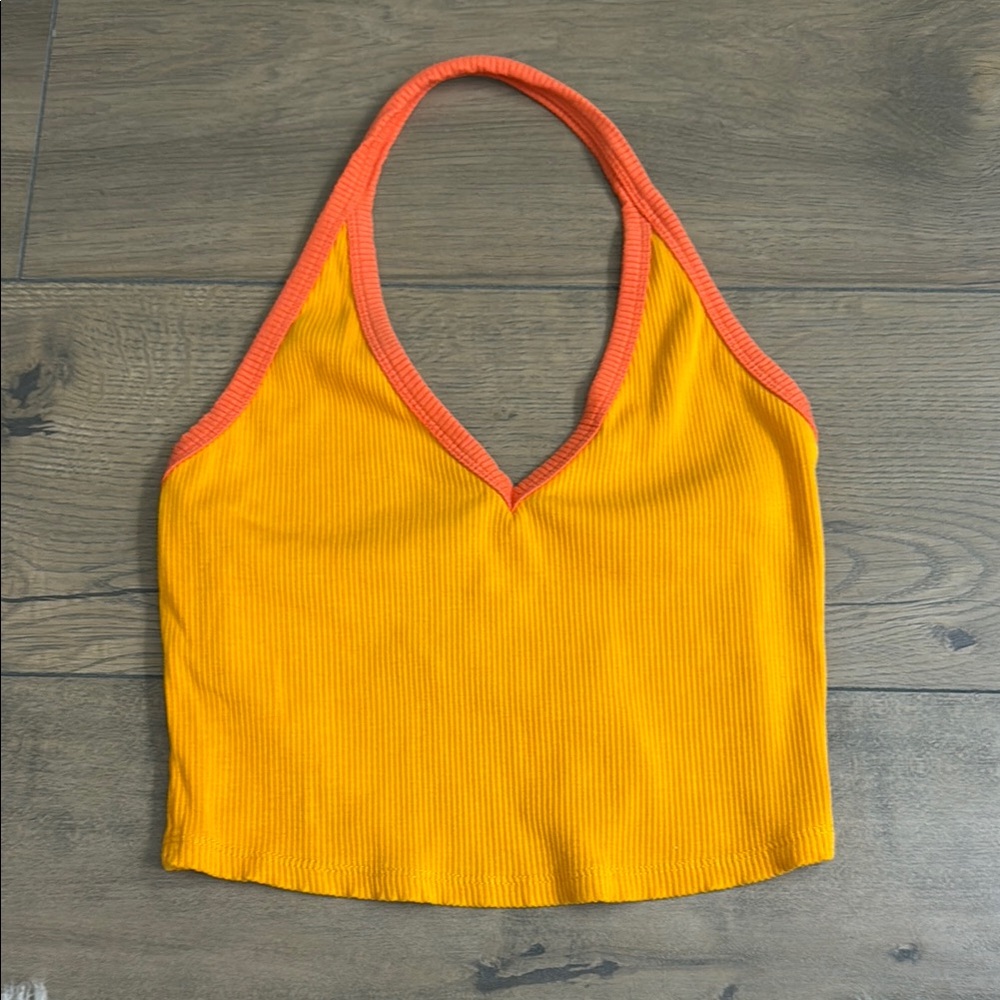 Vibrant Orange and Yellow Halter Top